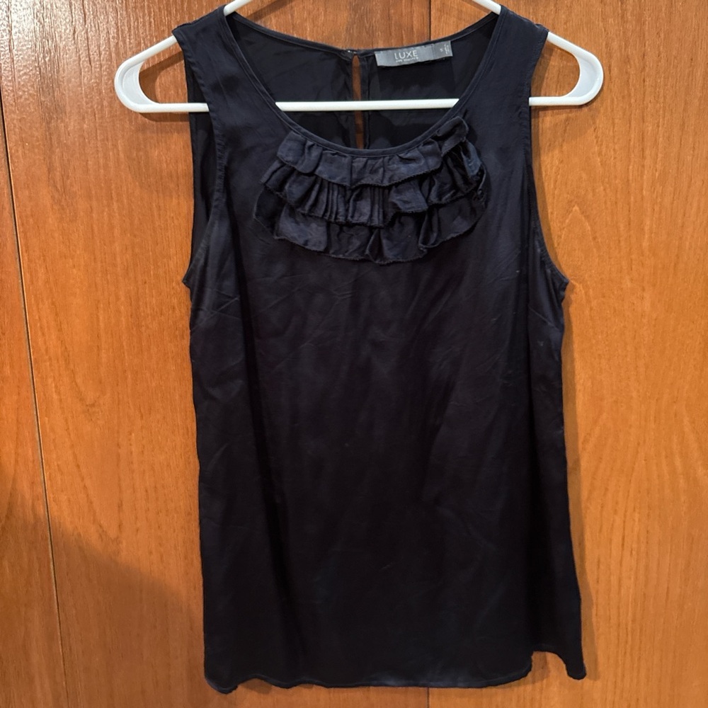 The Limited Black Ruffled Sleeveless Blouse